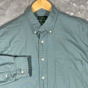 J Crew Oarsman Button Down Shirt Long Sleeve Blue Cotton Mens Size Medium Oxford